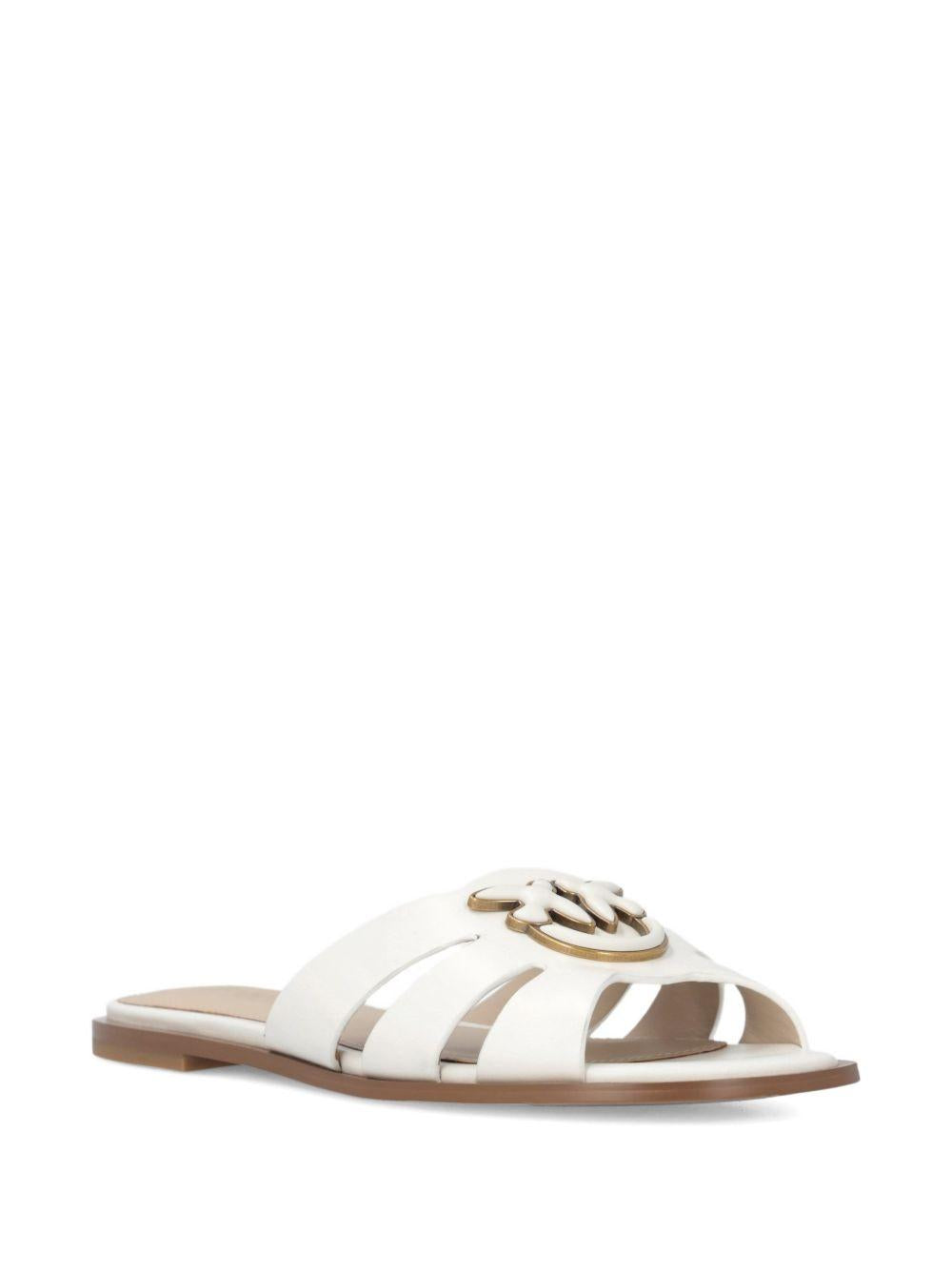 PINKO Eleganti ciabatte in pelle bianca 'Milly' 