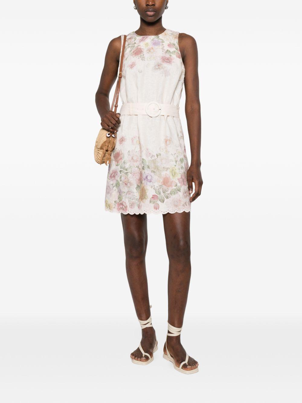 TWINSET Abito corto rosa cipria con stampa floreale 
