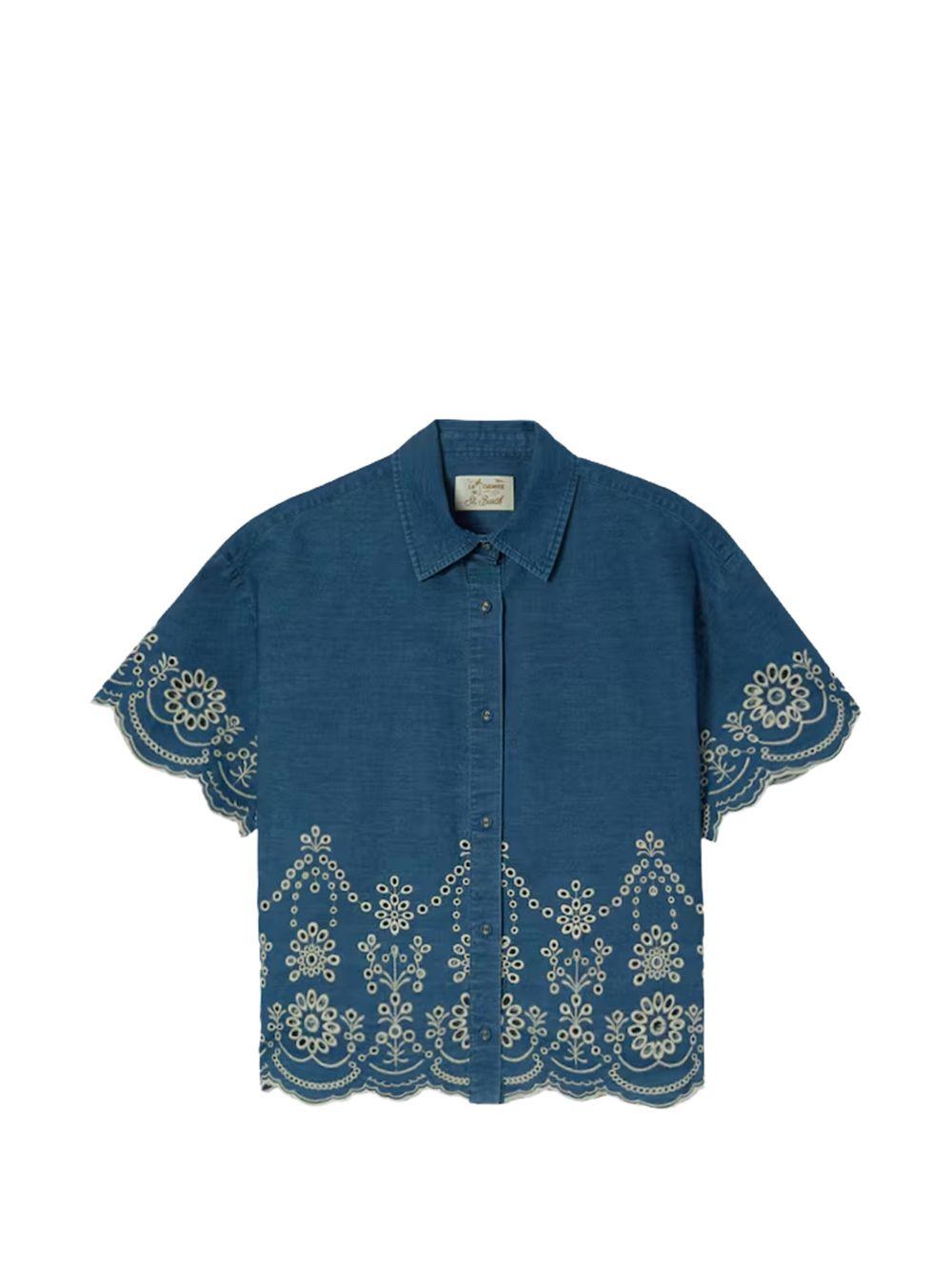 MC2 SAINT BARTH Camicia a maniche corte Clementine con ricami 
