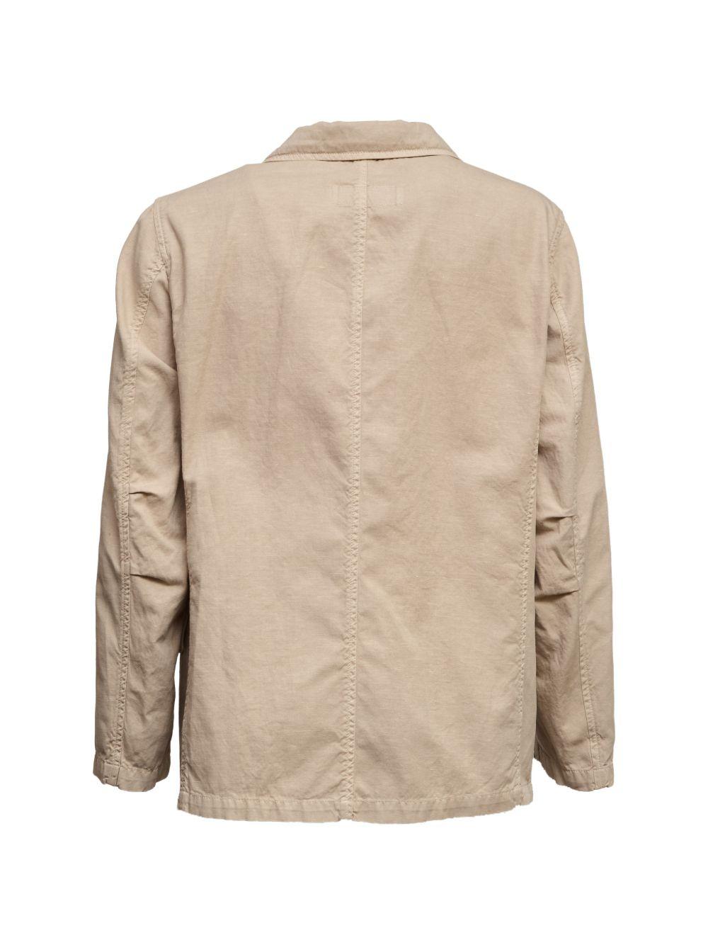 FAY Giacca in cotone beige con tasche applicate 