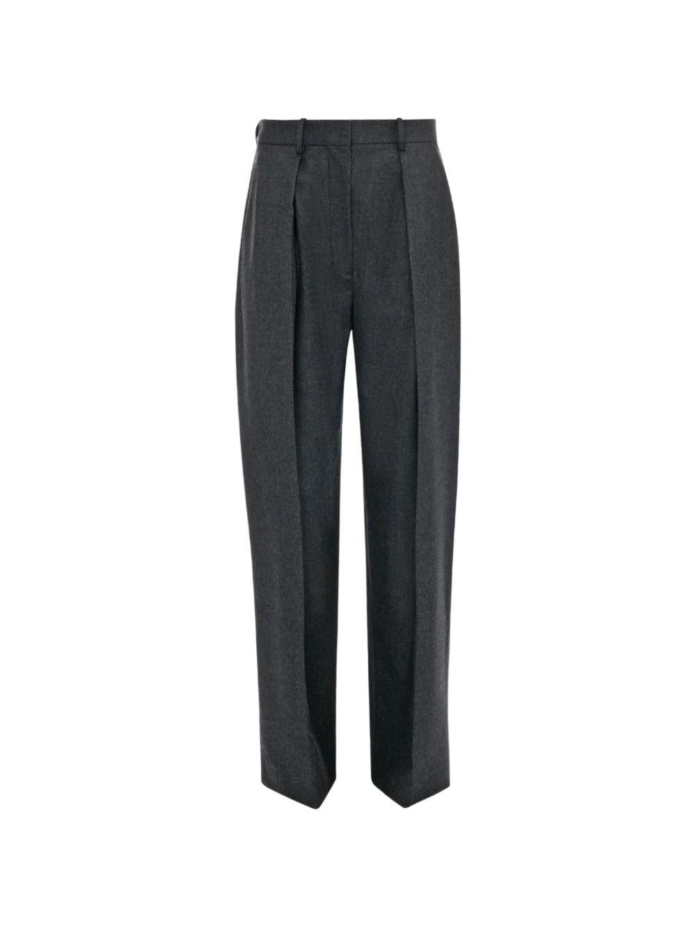 VICTORIA BECKHAM Pantaloni grigi a gamba dritta con pieghe 