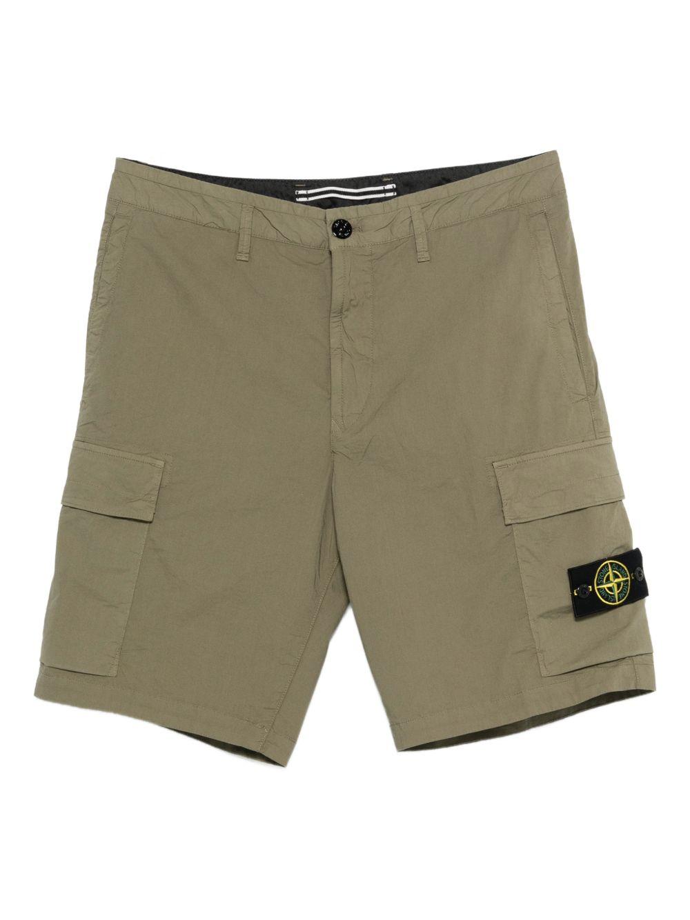 STONE ISLAND Shorts in cotone verde militare 