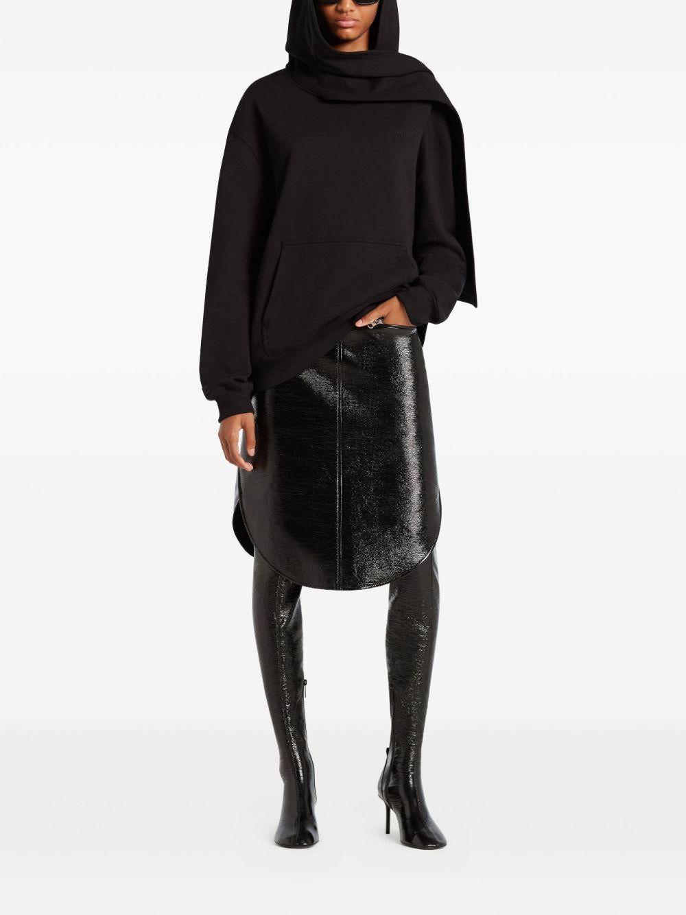 COURREGES Felpa nera con cappuccio firmata Courreges 