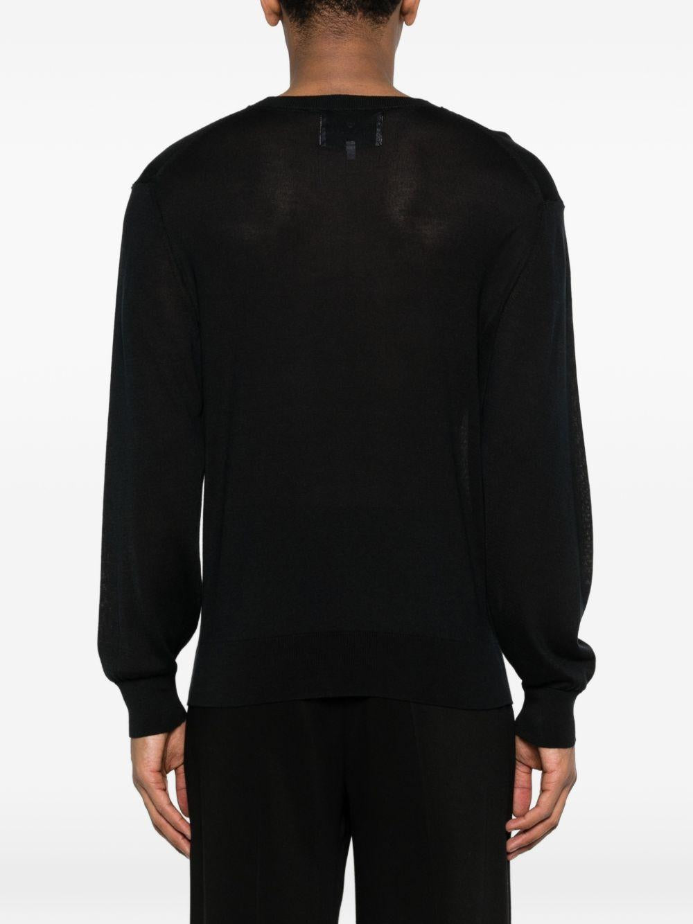 SEVEN GAUGE Maglia in cotone nero girocollo 