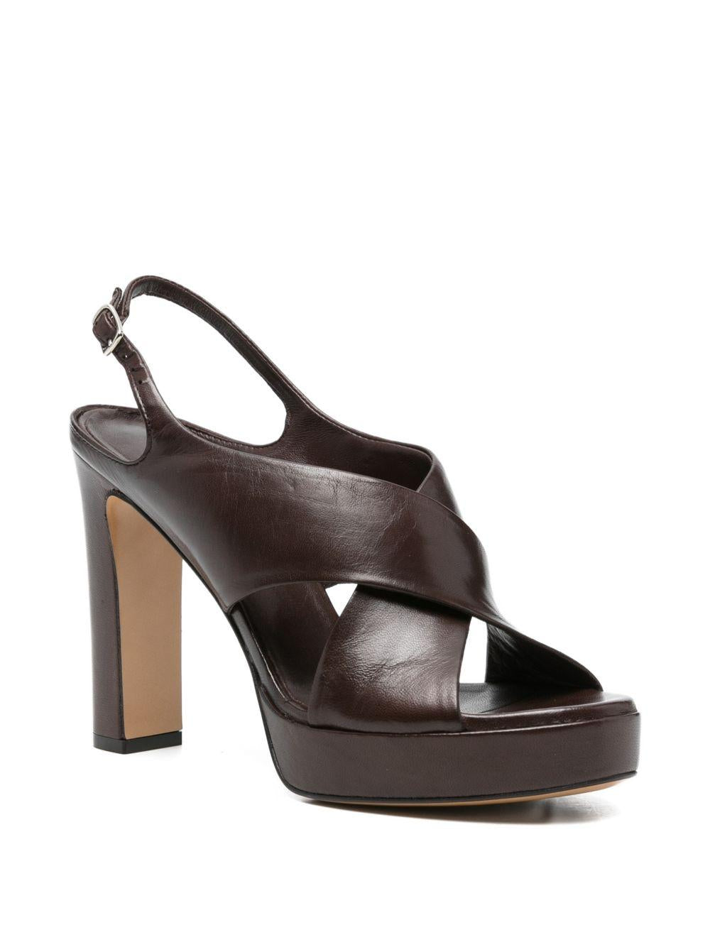 GUGLIELMO ROTTA Sandali con tacco Gala in pelle di vitello marrone 