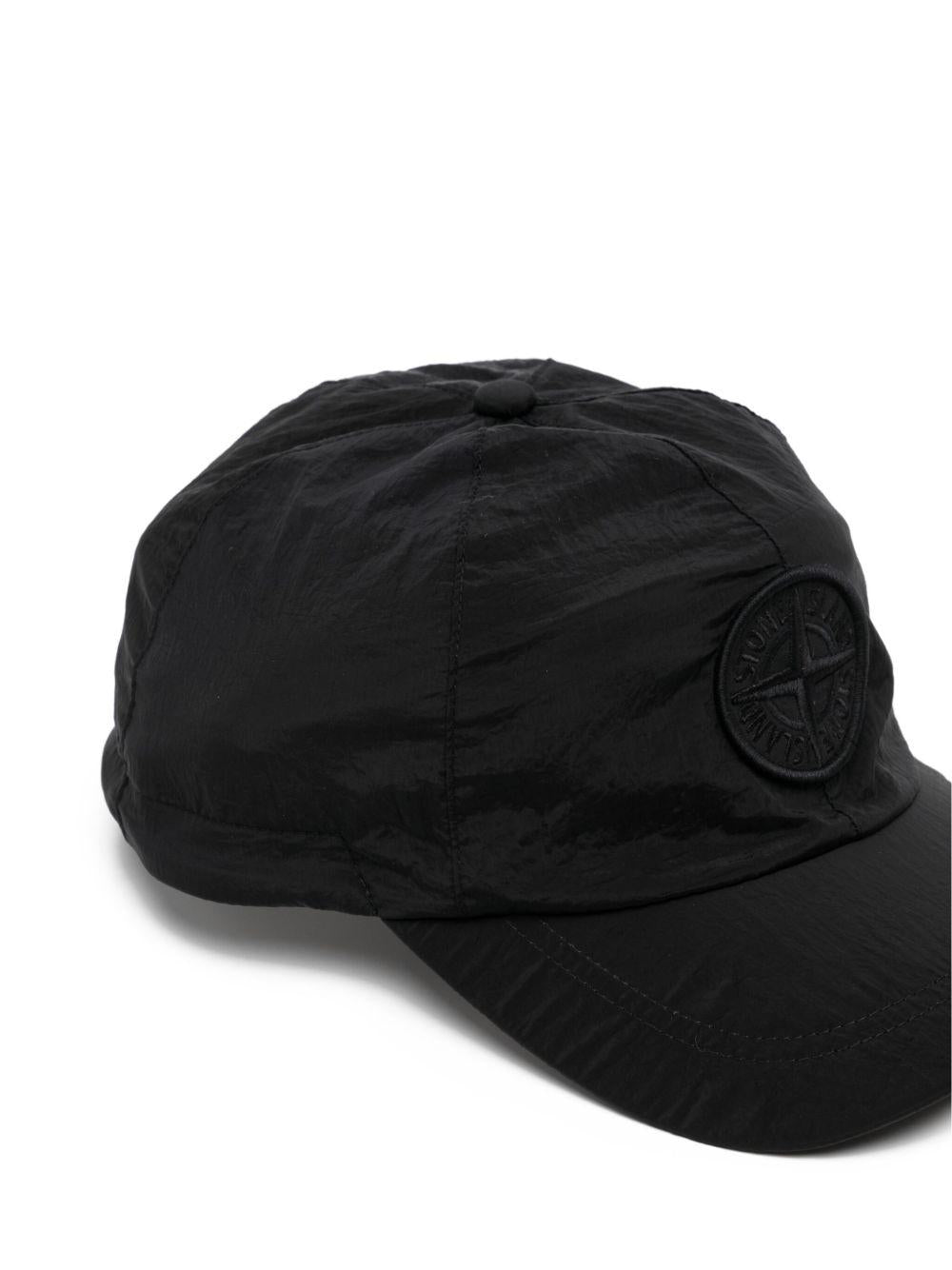 STONE ISLAND Cappello baseball nero con logo 