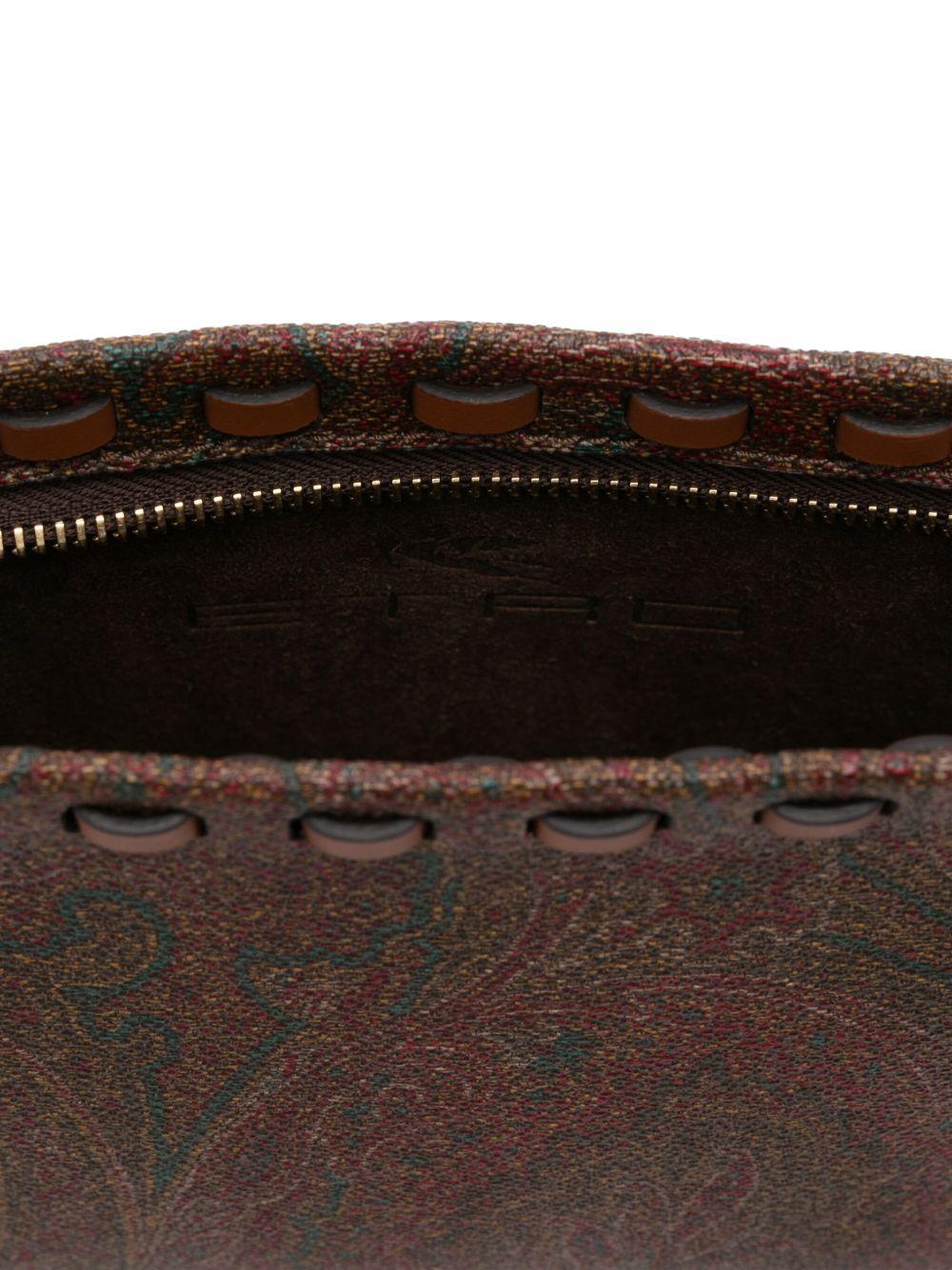 ETRO Borsa a spalla in pelle di vitello marrone con stampa paisley 