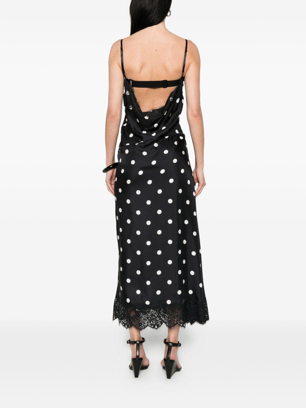 SPORTMAX Abito midi Capo in seta a pois nero 