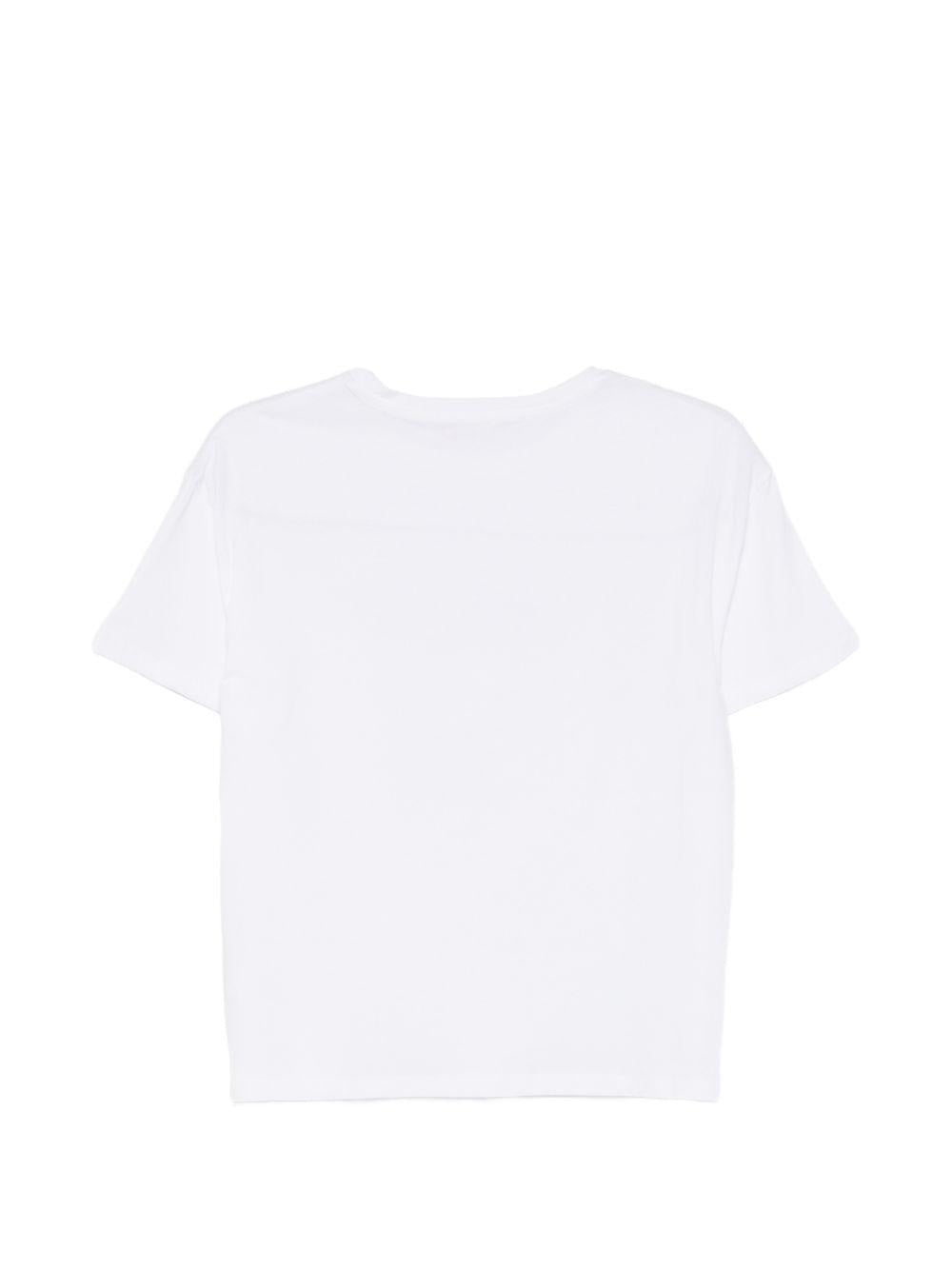 LIUJO T-shirt bianca con logo e strass argentati 