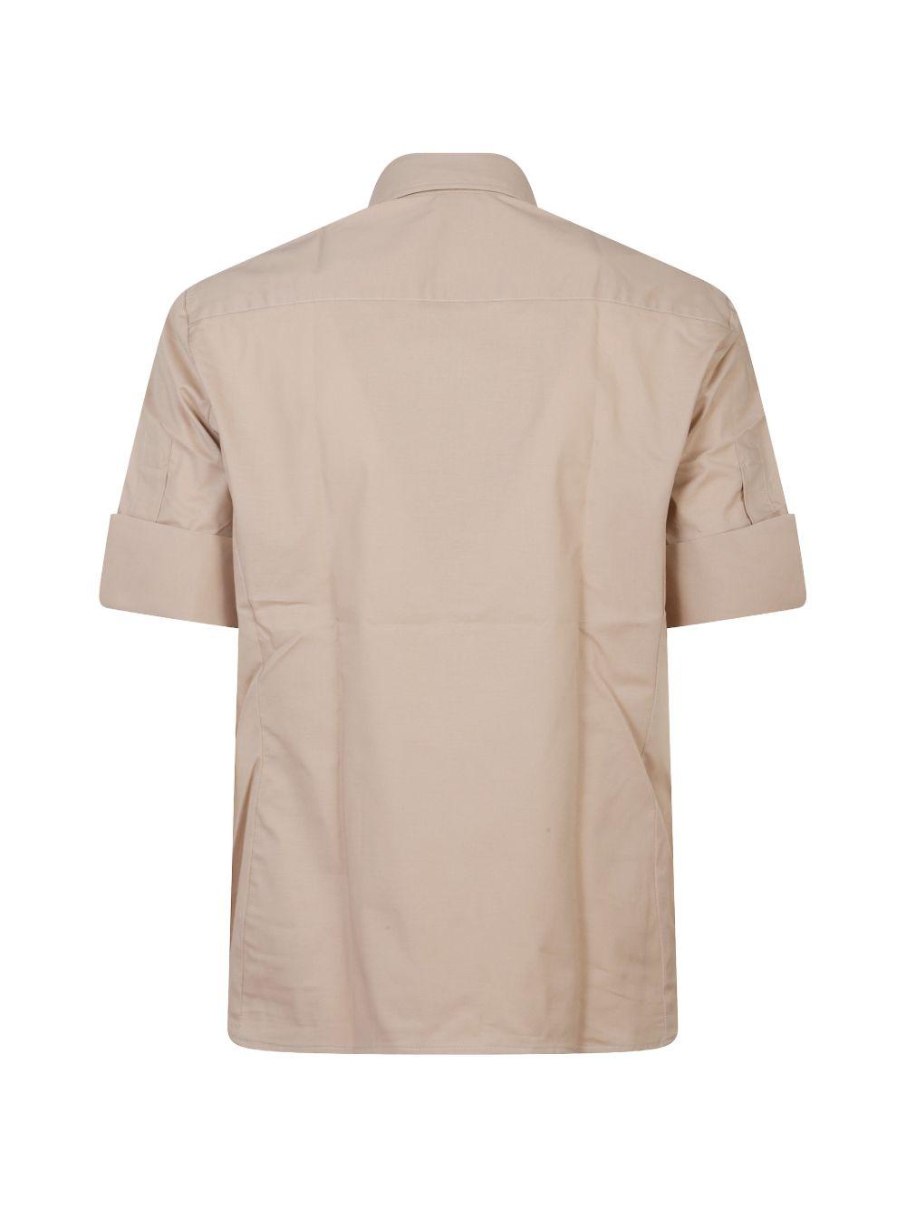 FAY Camicia in cotone elasticizzato bianco con maniche corte 