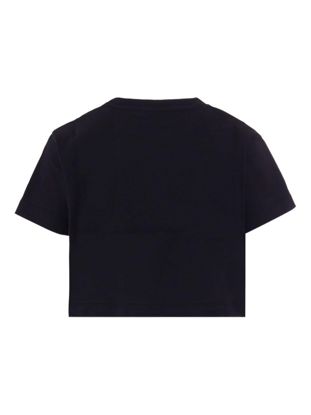 BALMAIN T-shirt crop da bambina in cotone nero 