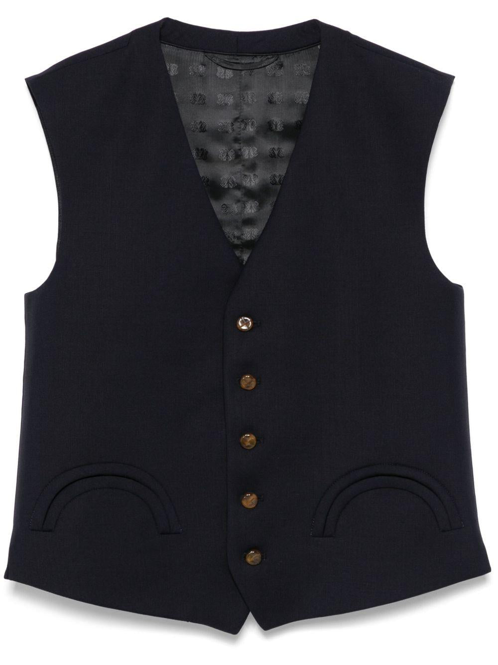 BLAZE Gilet sartoriale Feral First Class in lana e mohair blu 