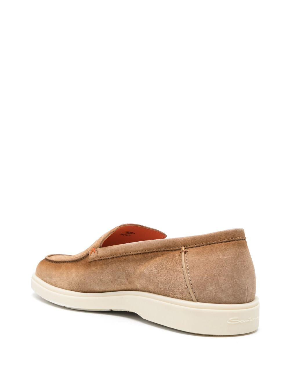 SANTONI Mocassini beige scamosciati 
