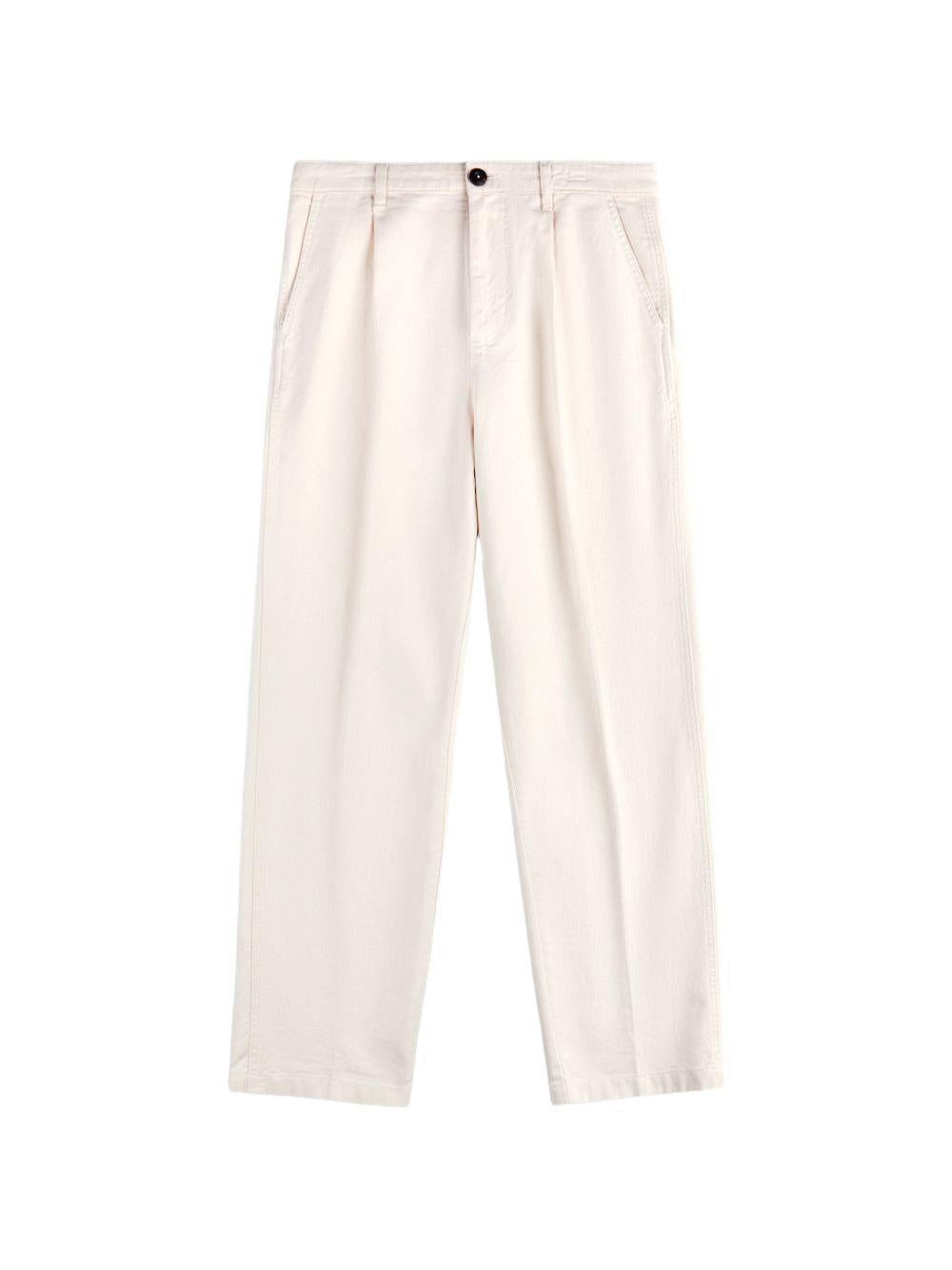 FAY Pantaloni in cotone ecrù con pinces 