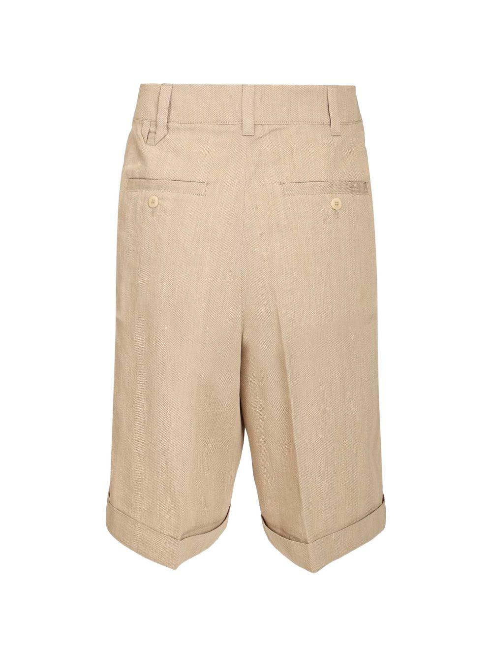 JACQUEMUS Bermuda lunghi beige in cotone con pinces 