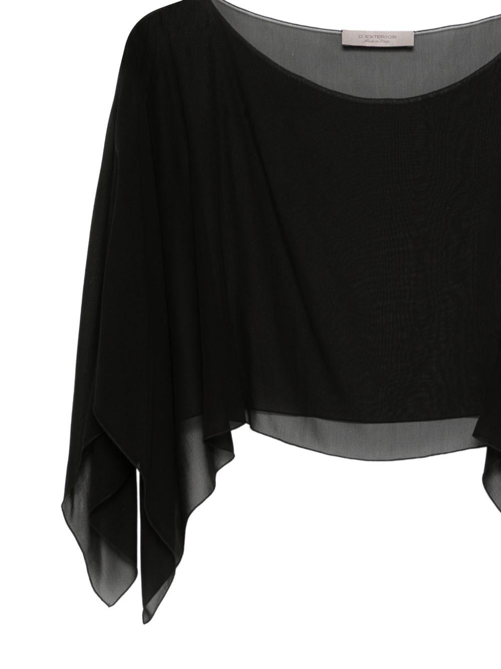 D EXTERIOR Mantella semitrasparente in seta nera 