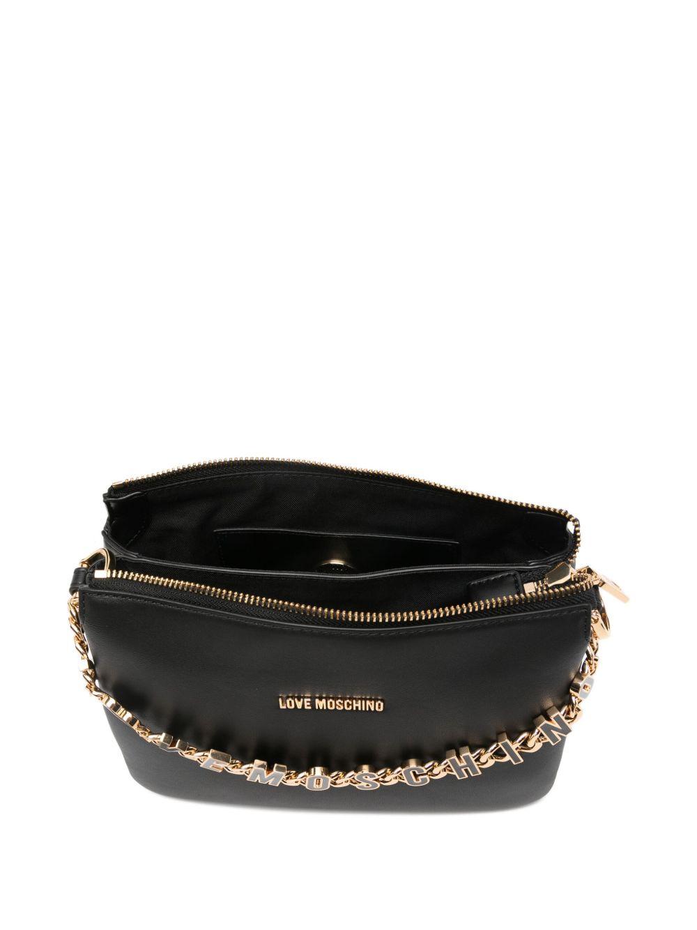 LOVE MOSCHINO Borsa a spalla nera con catena oro 