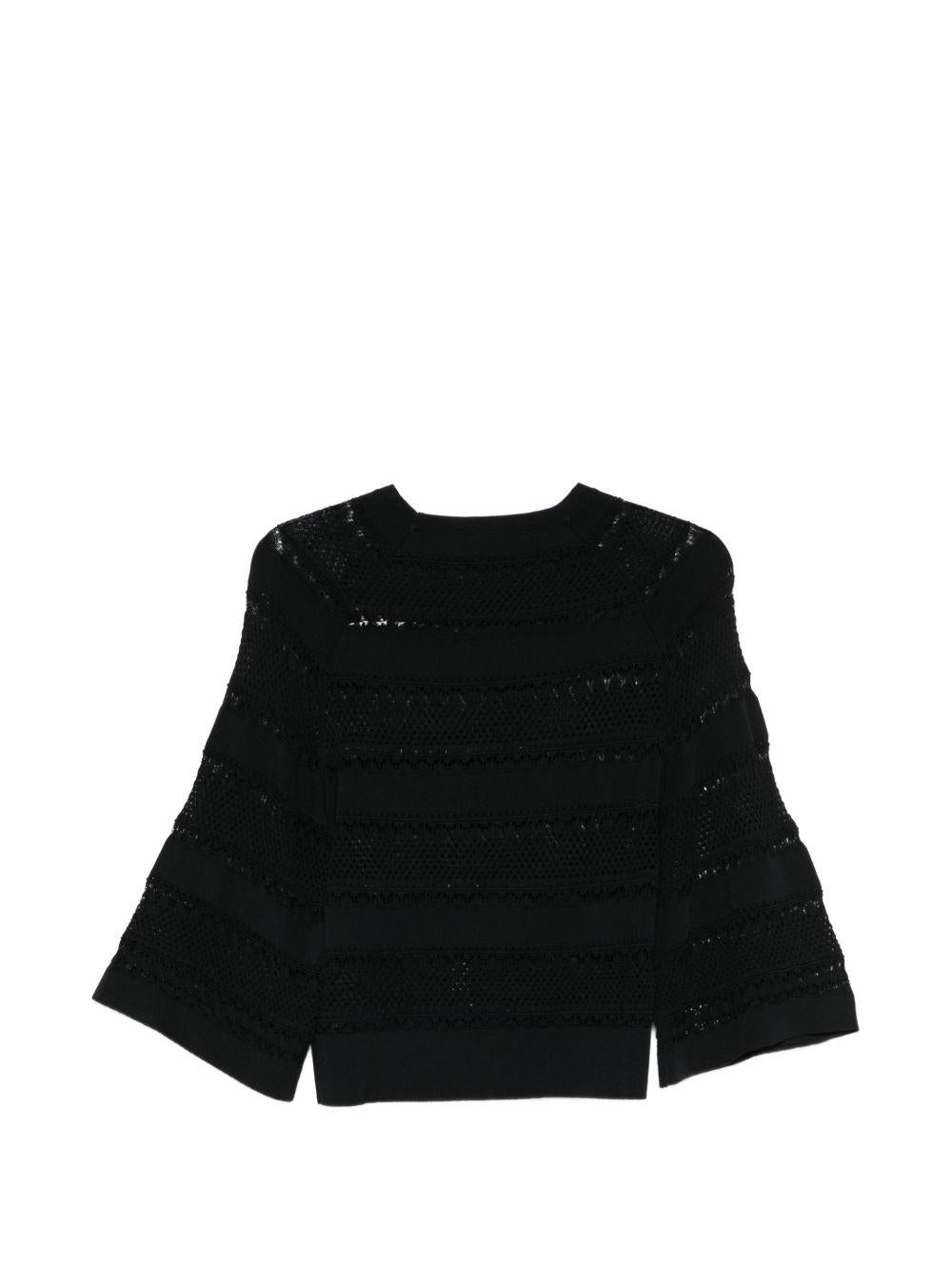 LIUJO Maglia nera in crochet con maniche over 