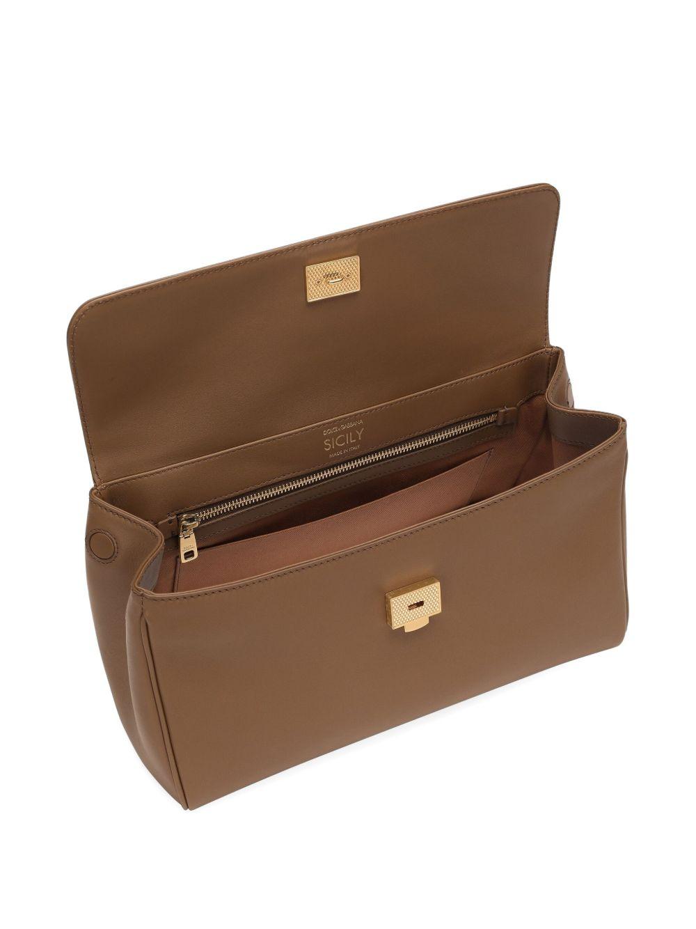 DOLCE e GABBANA Borsa tote 'Sicily' in pelle cammello 