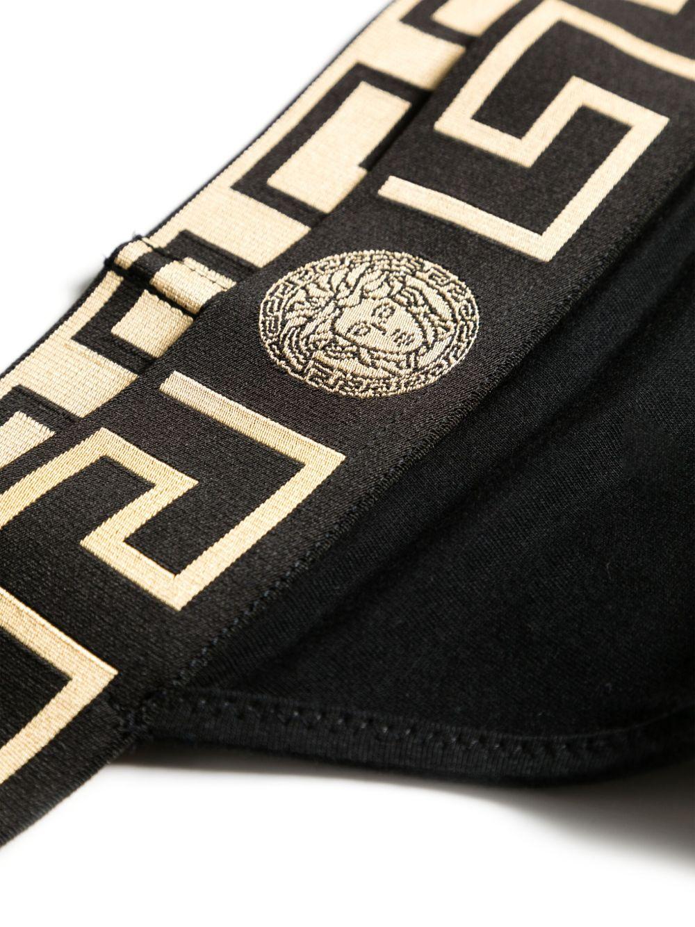 VERSACE Slip in cotone nero con stampa Barocca 