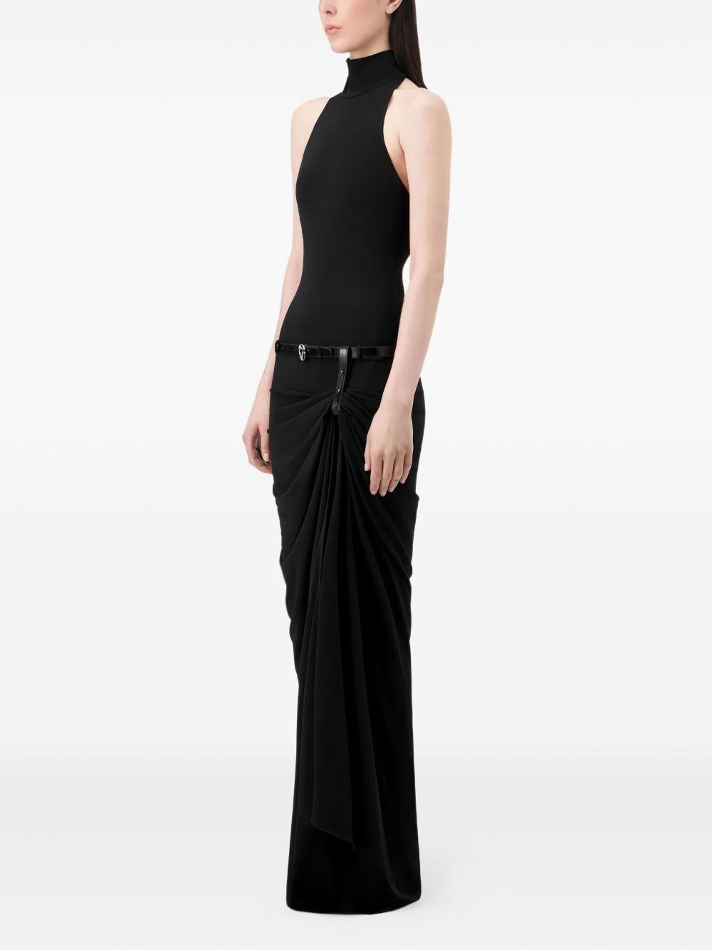COPERNI Abito con scollo all'americana in tessuto nero con cintura 