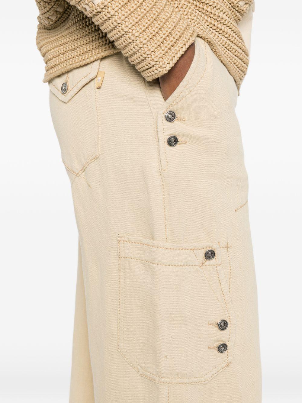 ERMANNO SCERVINO Jeans morbido in cotone e lino beige 