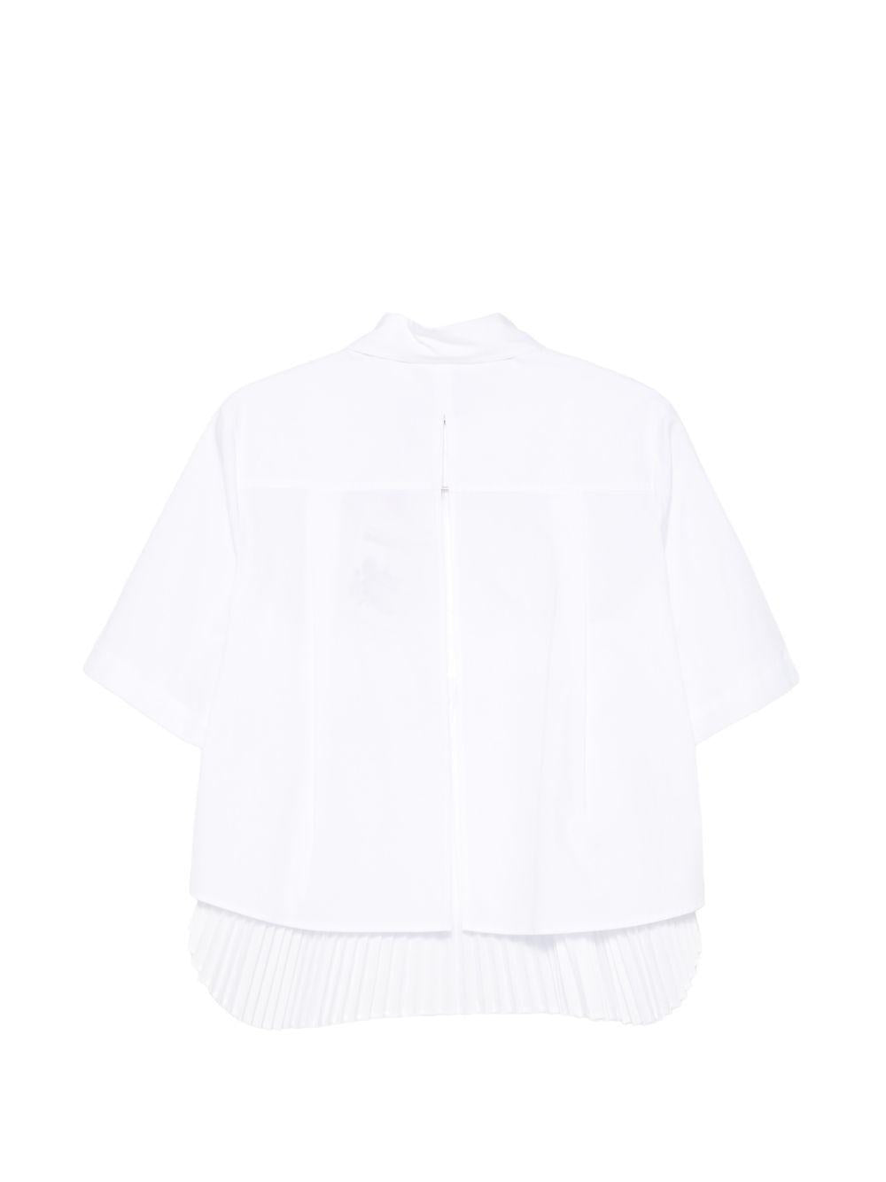 SEMICOUTURE Camicia a maniche corte in cotone elasticizzato bianco 