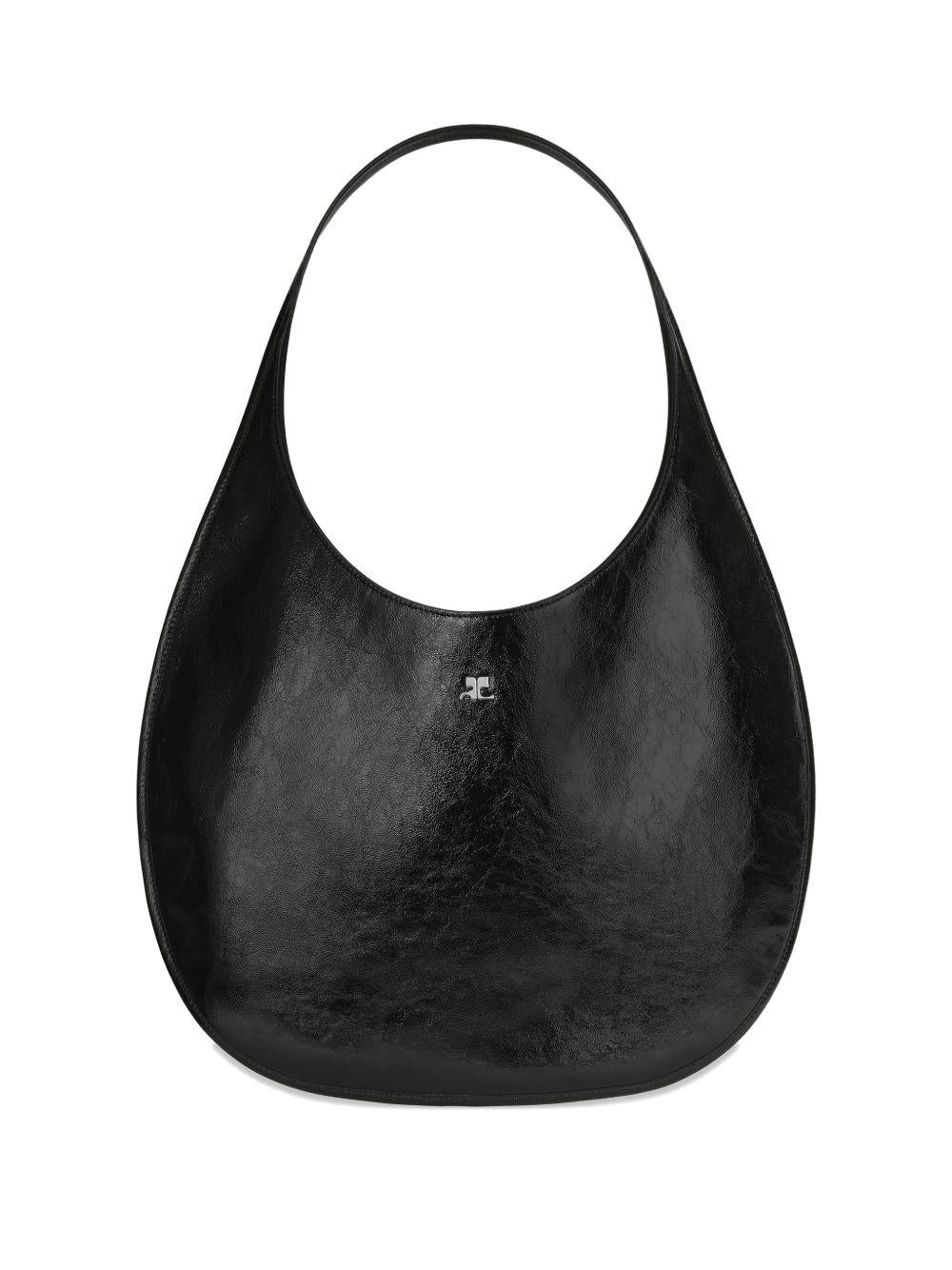 COURREGES Borsa a spalla nera con logo 