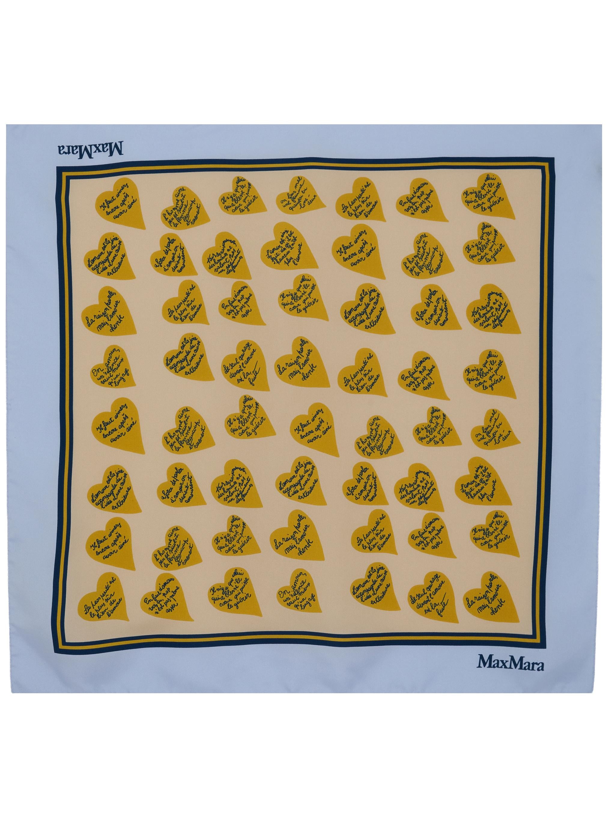 MAX MARA Sciarpa foulard Vallo con grafica a cuori celeste 