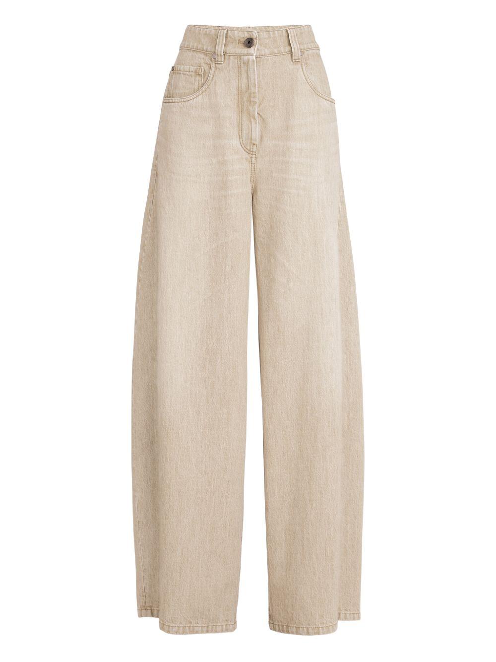 BRUNELLO CUCINELLI Jeans in cotone beige con passanti 