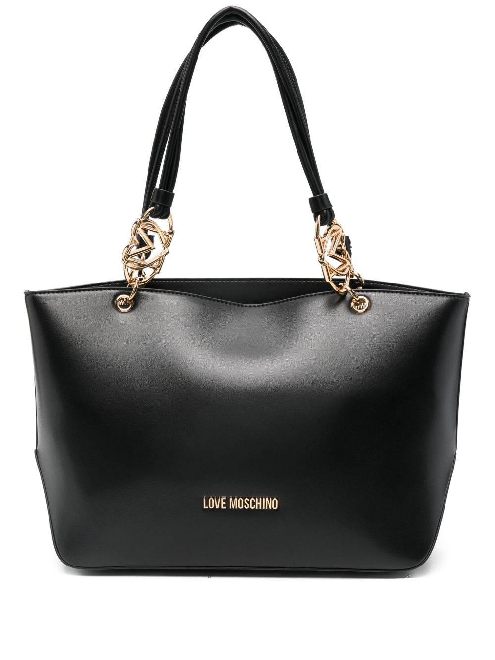 LOVE MOSCHINO Borsa shopping con dettagli logo oro 