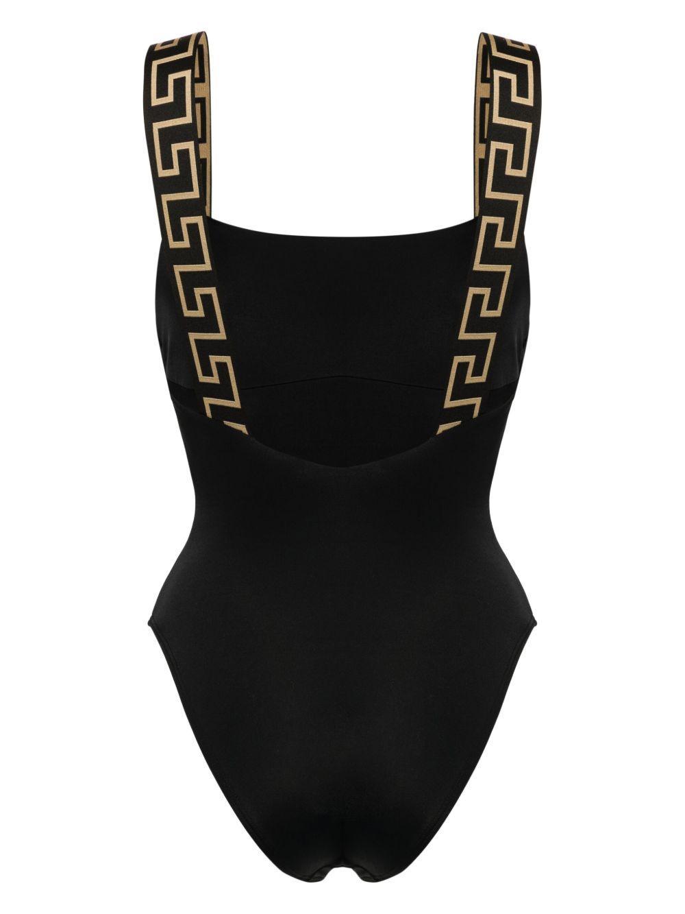 VERSACE Costume intero nero con stampa barocca 