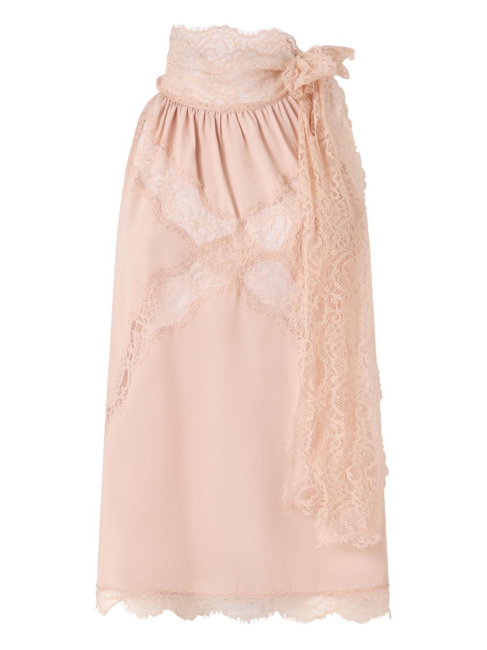 PINKO Gonna midi Mandarancio in cotone rosa chiaro con pizzo 
