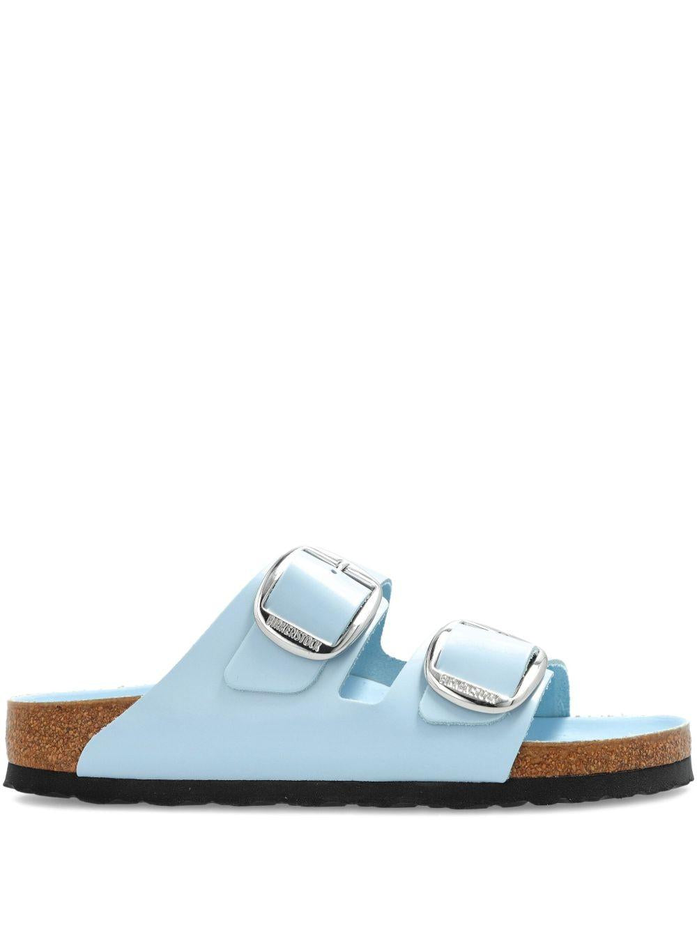 BIRKENSTOCK Ciabatte Arizona in pelle azzurra con fibbia argento 