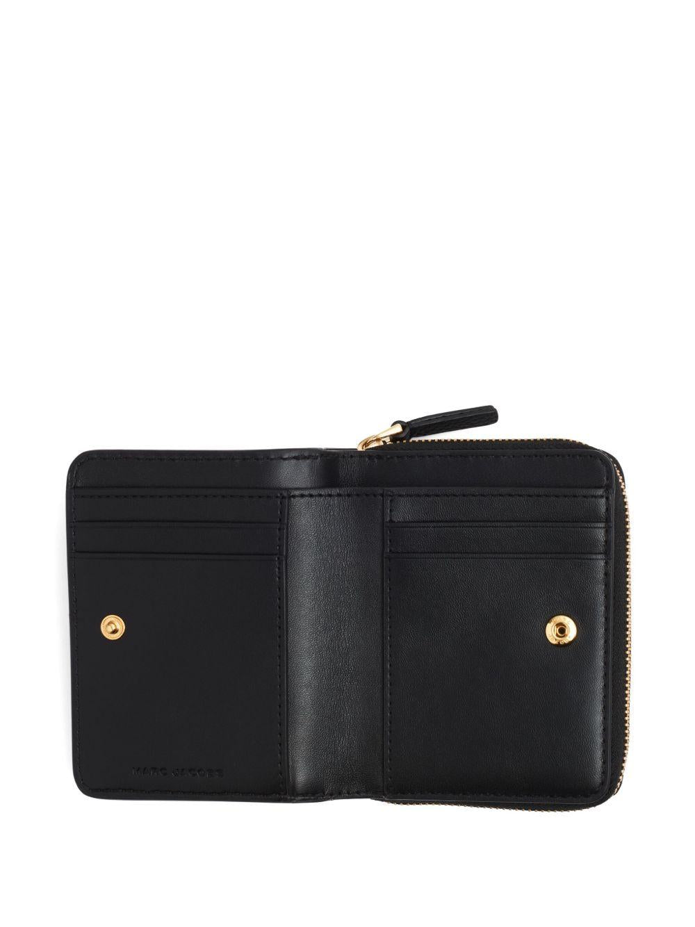 MARC JACOBS Portafoglio 'The Leather Mini Compact Wallet' in pelle nera 