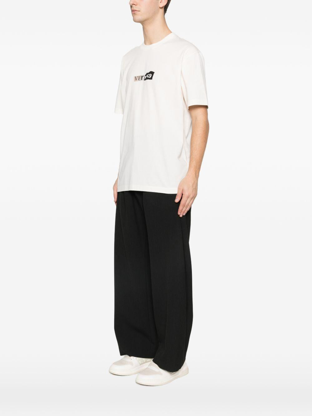 Y3 T-shirt in cotone bianco con stampa 