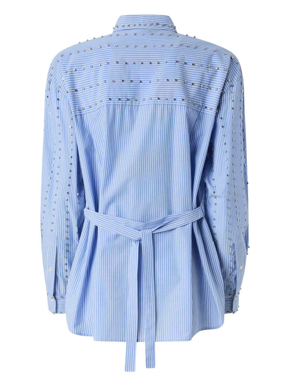 PINKO Camicia Carley in cotone azzurro con colletto classico 