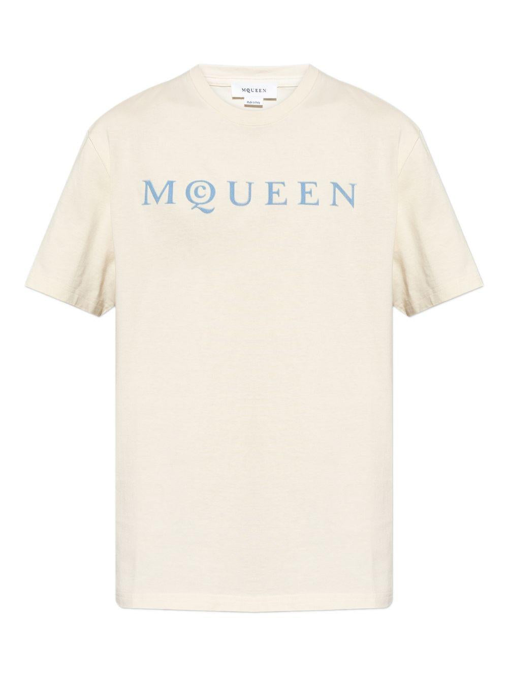ALEXANDER McQUEEN T-shirt in cotone avorio con logo 