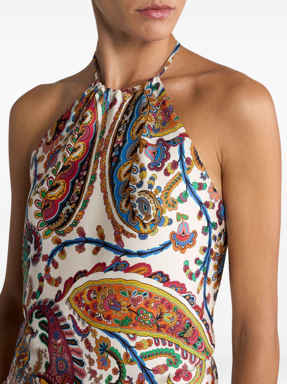 ETRO Top in seta multicolore con stampa paisley 