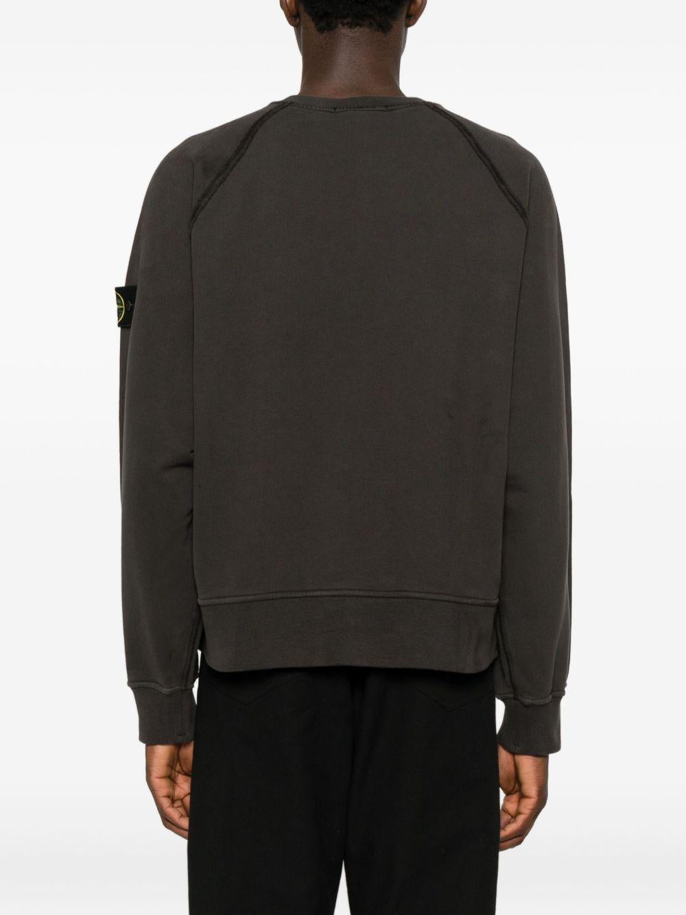 STONE ISLAND Felpa con patch logo in cotone grigio 