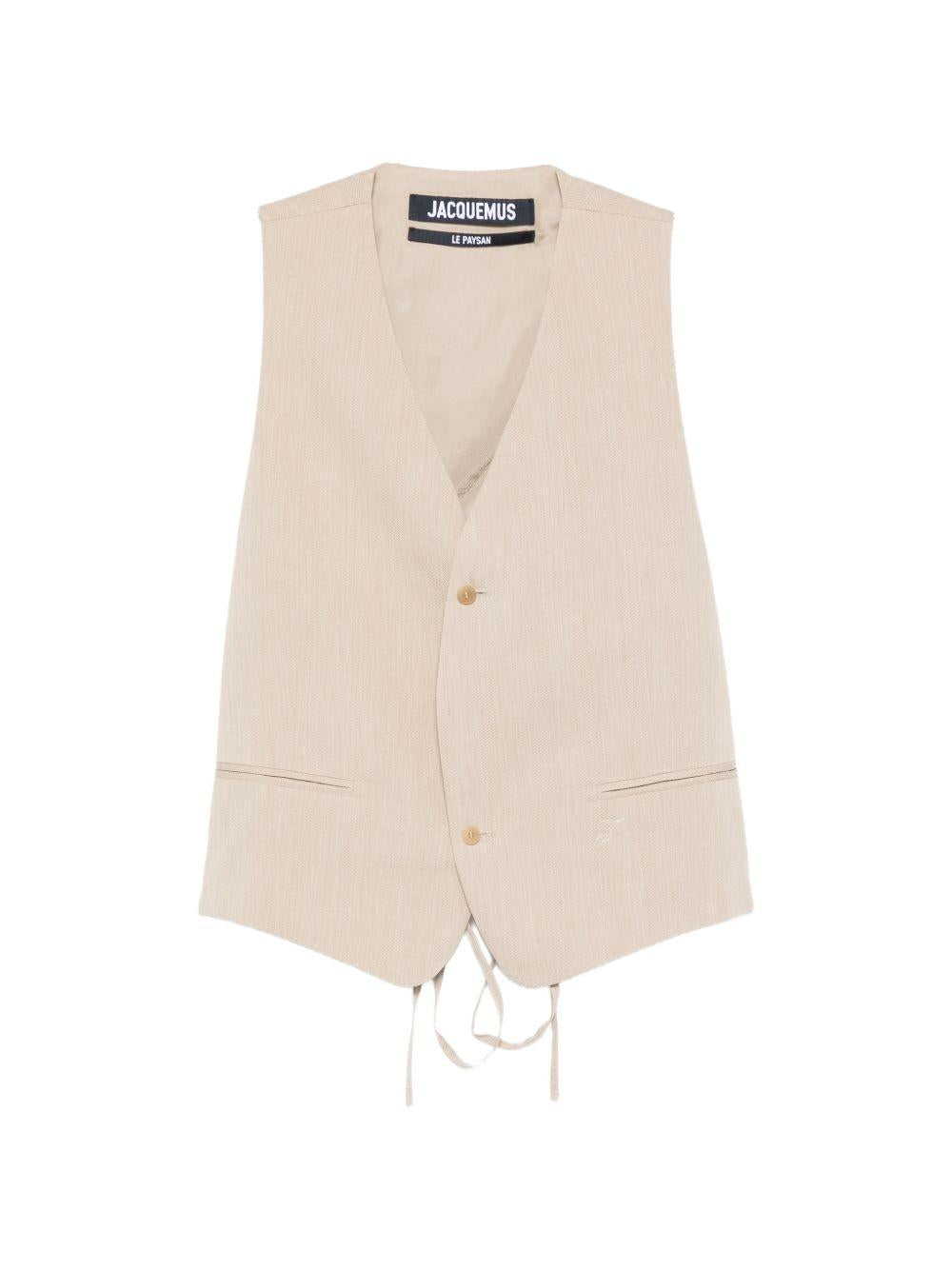 JACQUEMUS Gilet beige con tasche 