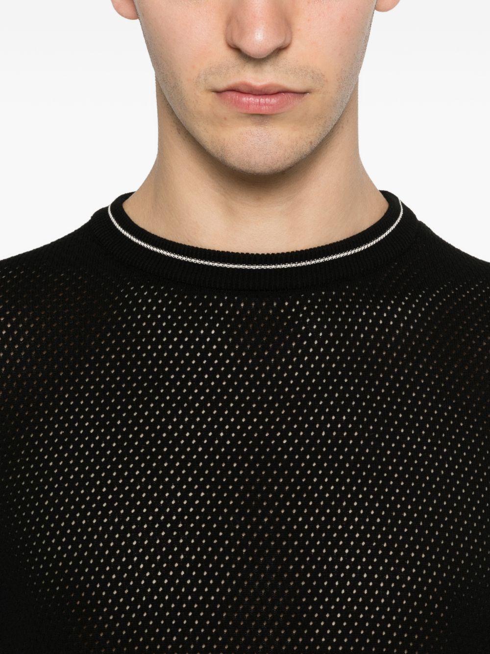 AMARANTO Maglia girocollo a maniche corte con effetto traforato 
