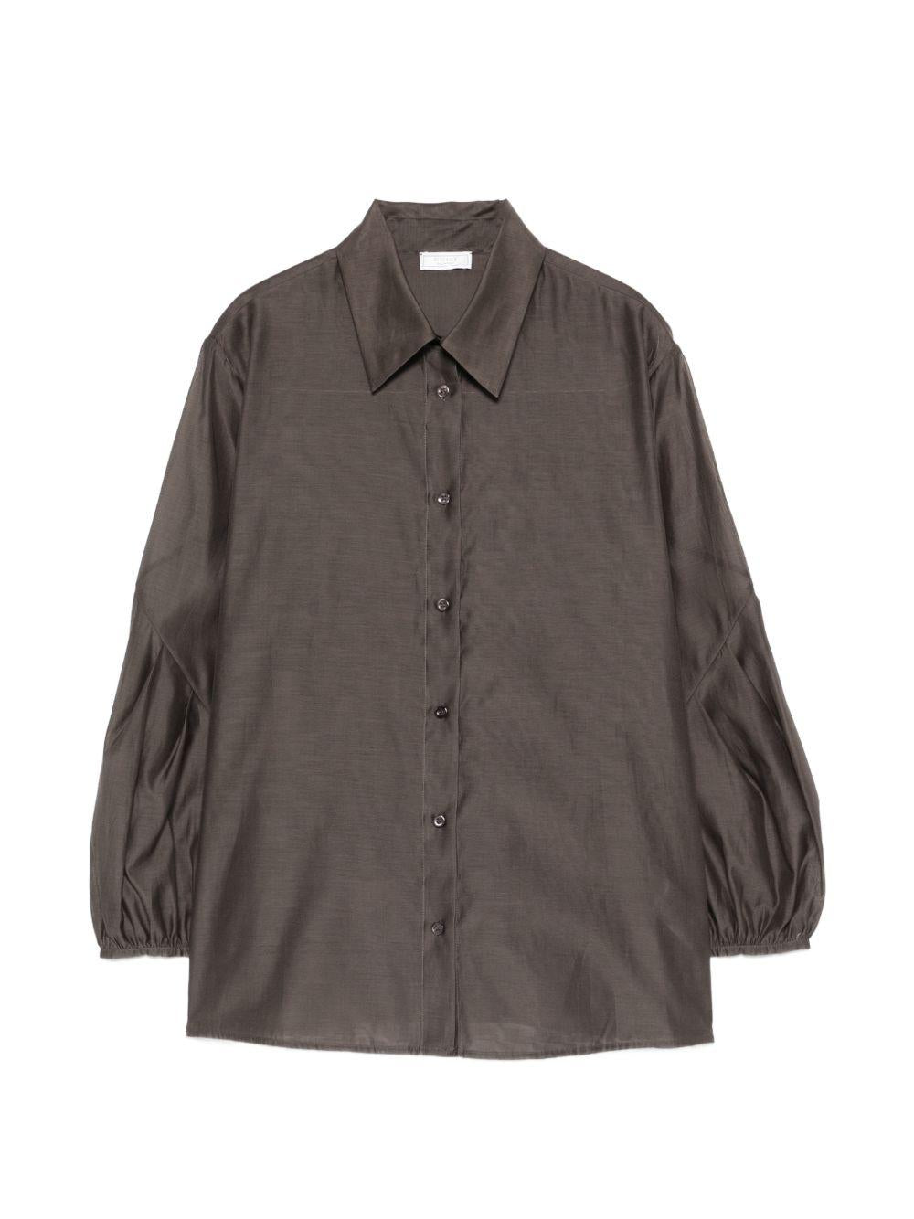 PESERICO Camicia marrone con maniche a palloncino 