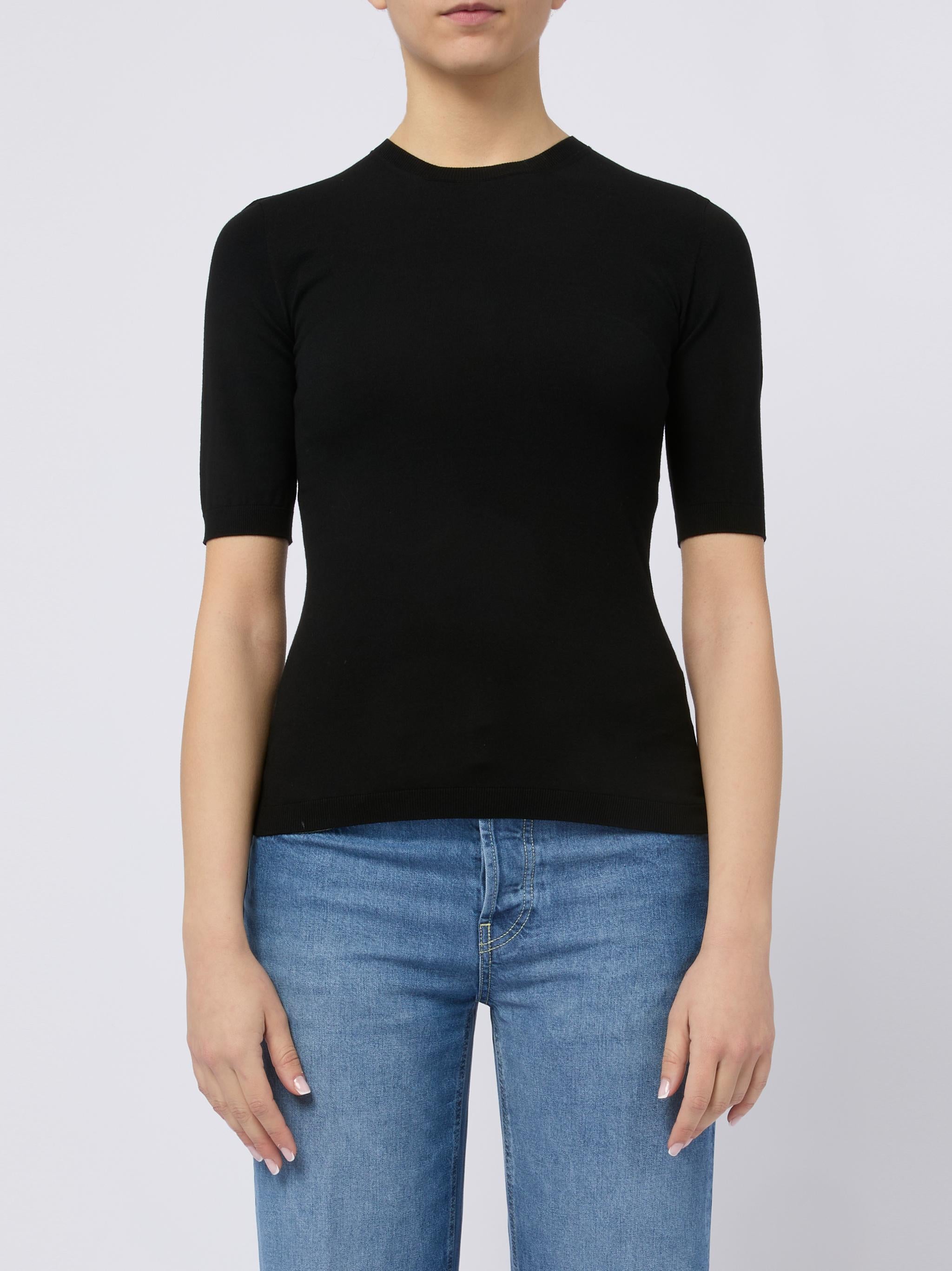 MAX MARA Maglia nera girocollo Sottano con maniche a 3/4 