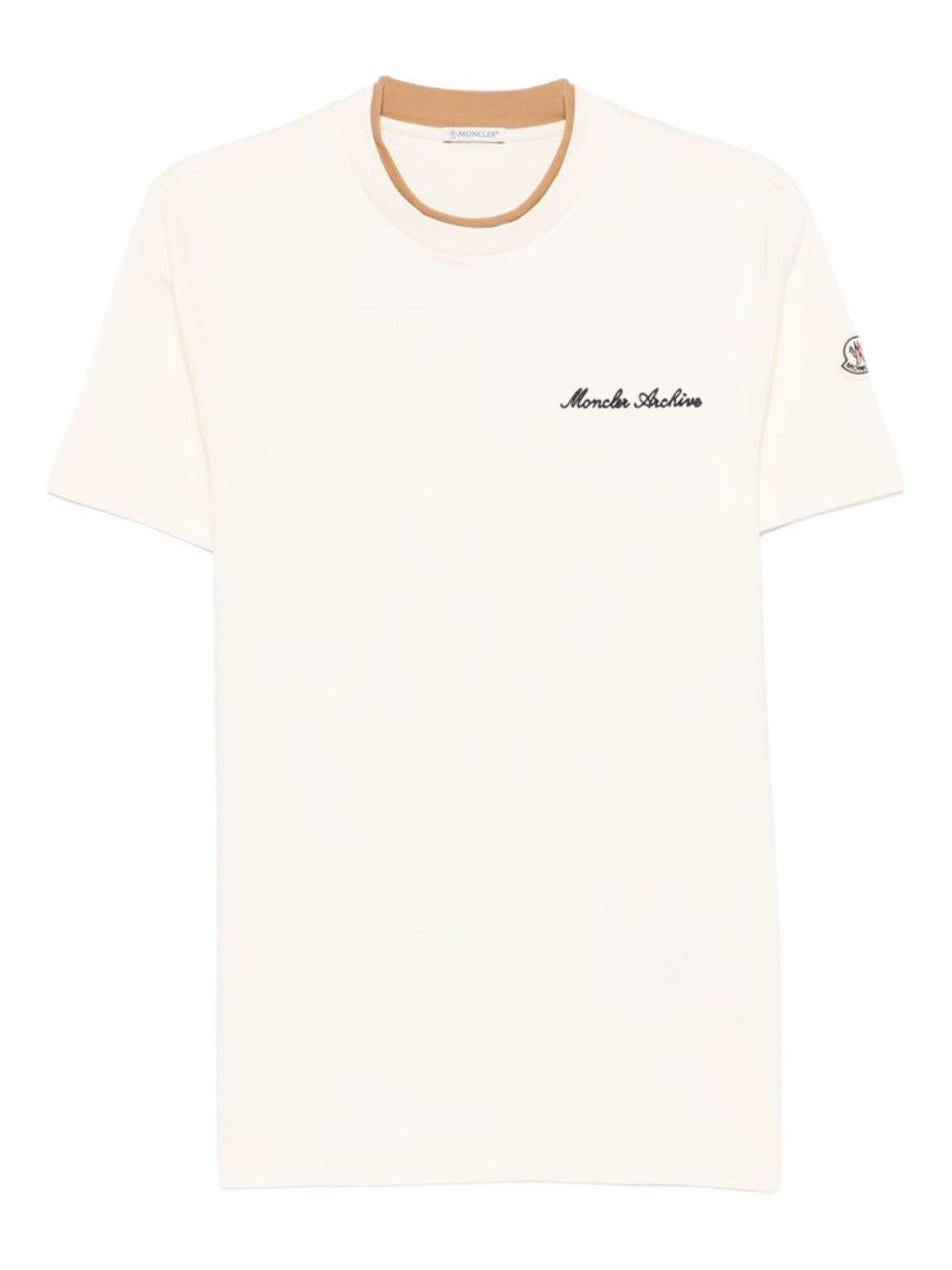 MONCLER T-shirt in cotone avorio 