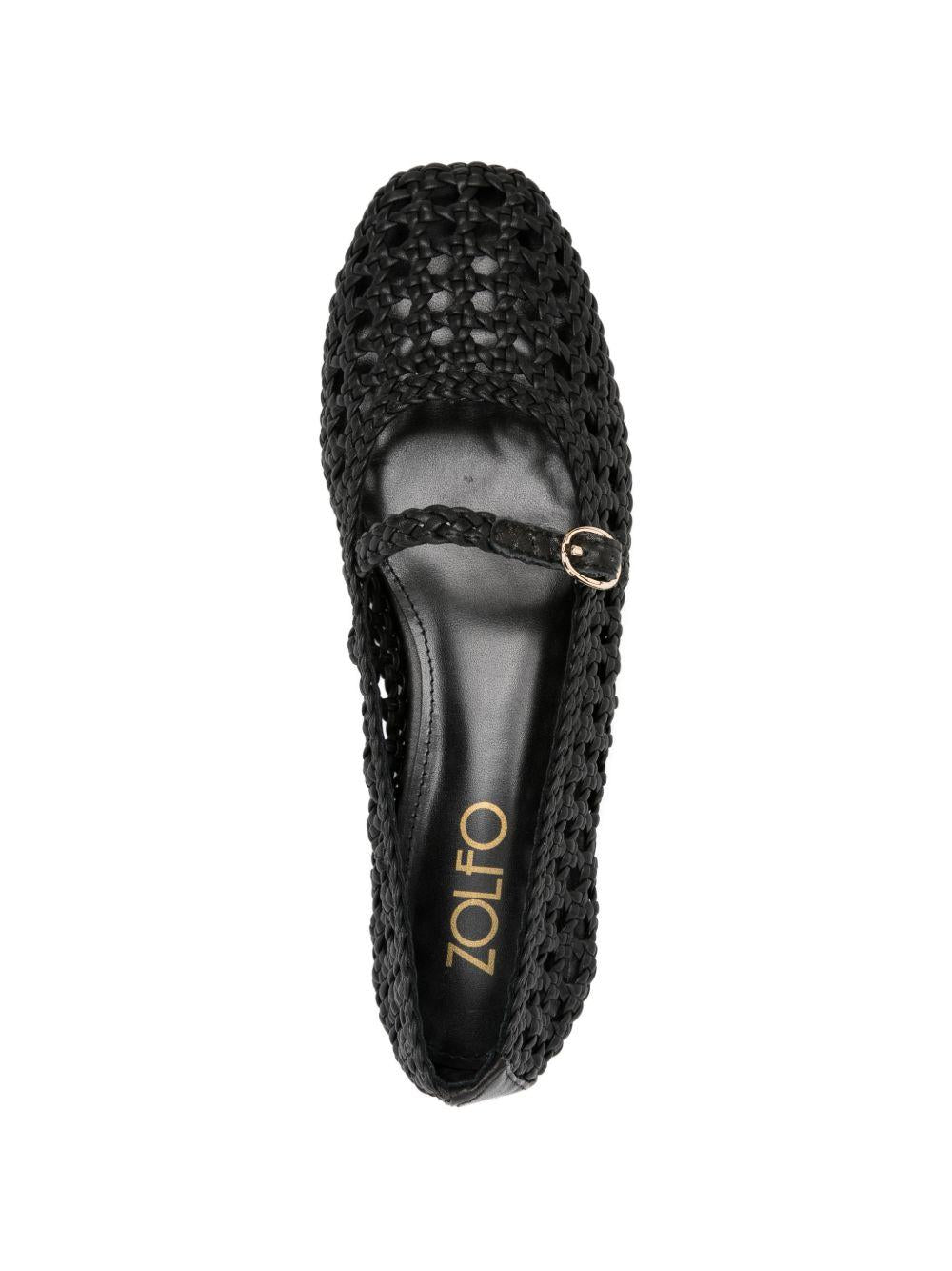 ZOLFO Ballerine Mimi nere con intreccio e cinturino 
