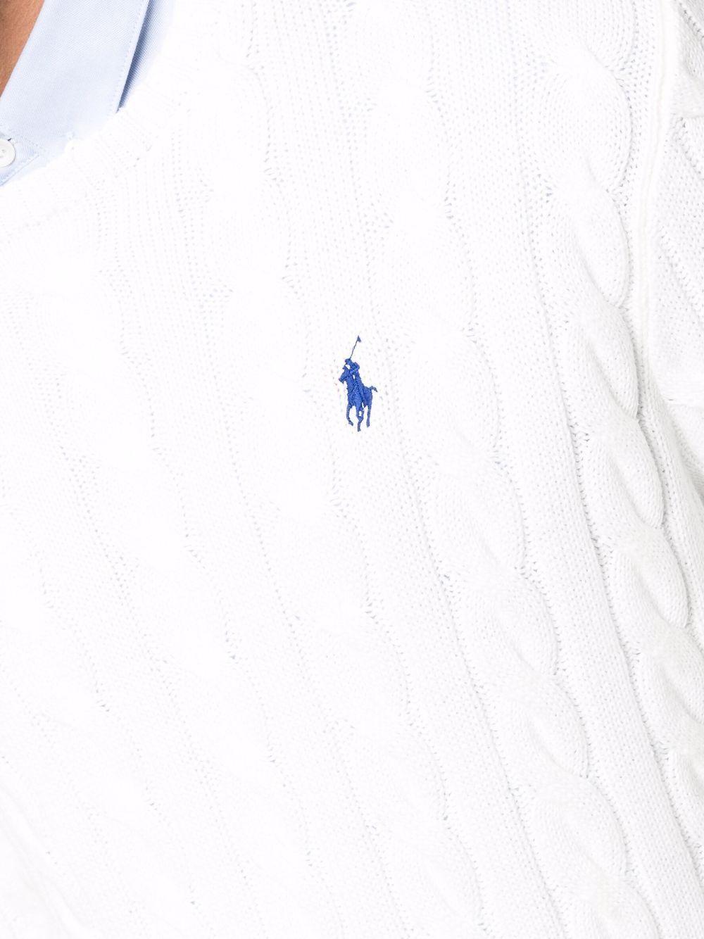 POLO RALPH LAUREN Maglia in cotone a maniche lunghe con trama a treccia e logo 