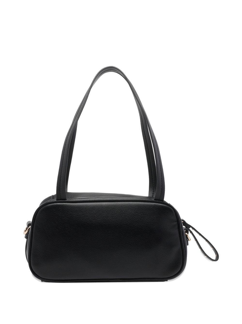 LIUJO Borsa a mano tote nera con logo dorato e chiusura zip 