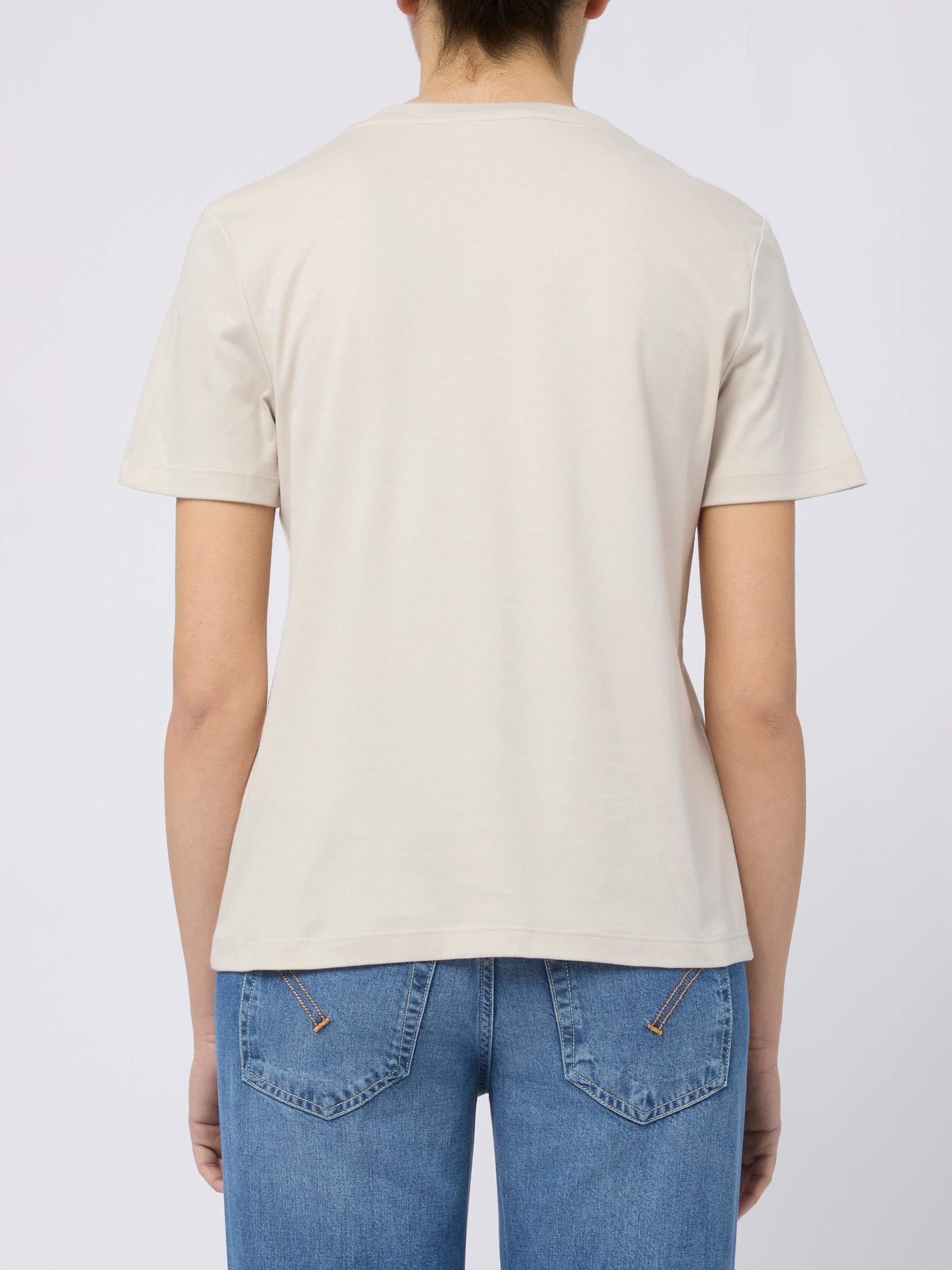 S MAX MARA T-shirt Bingo girocollo con strass biege 