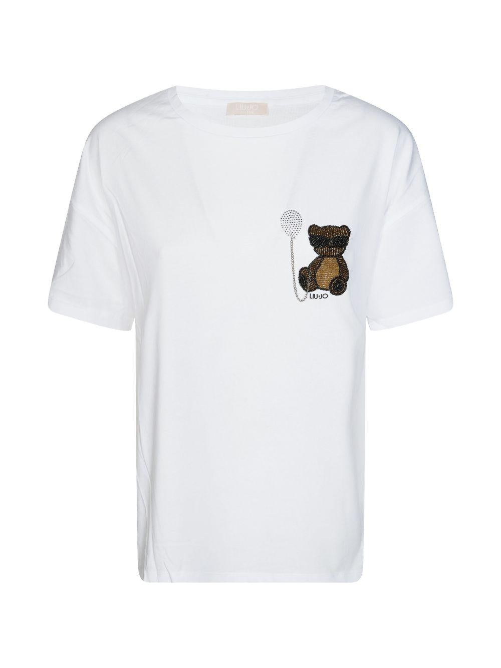 LIUJO T-shirt in cotone bianco con stampa 